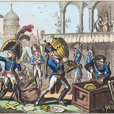 George Cruikshank, Seizing the Italian Relics, 1815, The Life of Napoleon. A Hudibrastic Poem in Fifteen Cantos, 1815