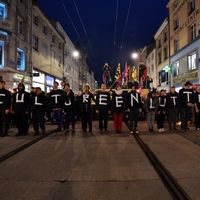 Des danseurs du Ballet national de Lorraine dans la rue contre le projet de loi du Gouvernement sur la réforme des retraites en janvier 2020