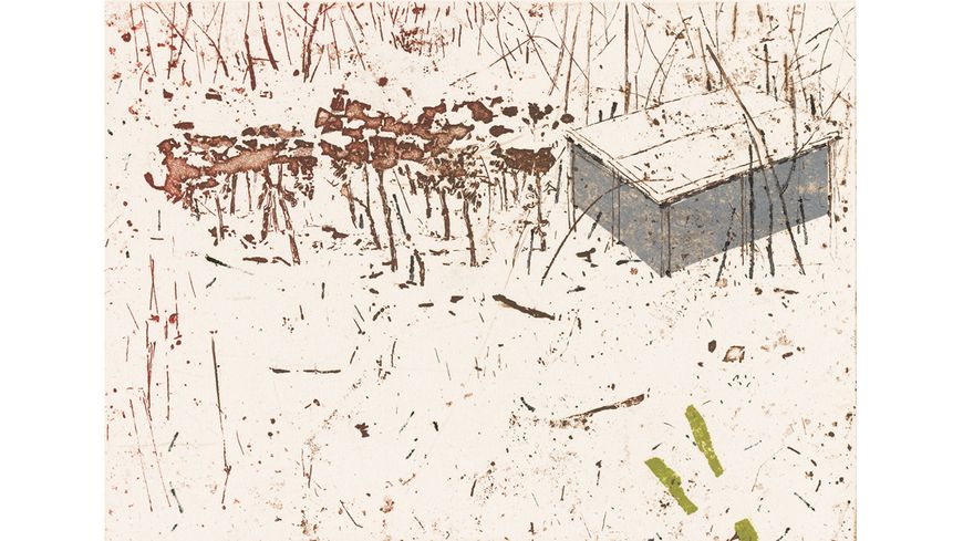 Anna Metz, Potager, hiver, 2002. Eau-forte imprimée en couleurs – 105 × 135 mm. Collection de l’artiste.