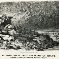 Gravure française du XIXe siècle de La Damnation de Faust d'Hector Berlioz (1803-1869)