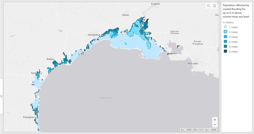 Populations affectées par les inondations côtières - Méditerranée