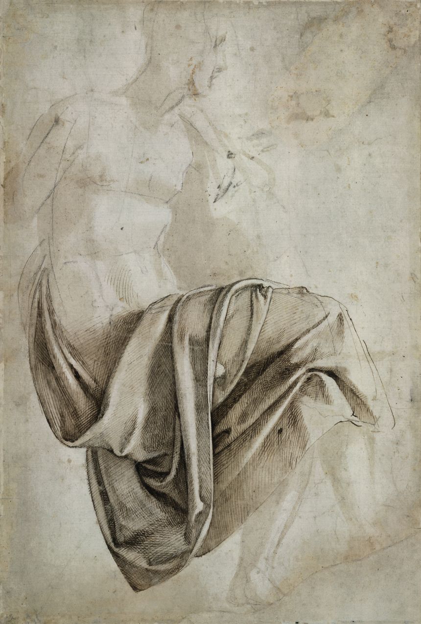 Study for the drapery of the Erythraeean Sibyl on the ceiling of the Sixtine Chapel