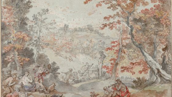 Paysage d'automne italien avec Monte Porzio et offre à Pan, (1763) de Charles Joseph Natoire (1700-1777) - Fine Art Images/Heritage Images/Getty Images