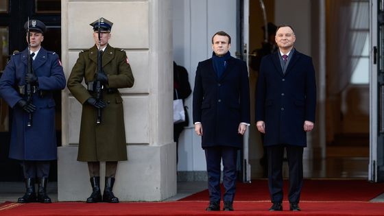 President of Poland, Andrzej Duda and President of France,... - SOPA Images /