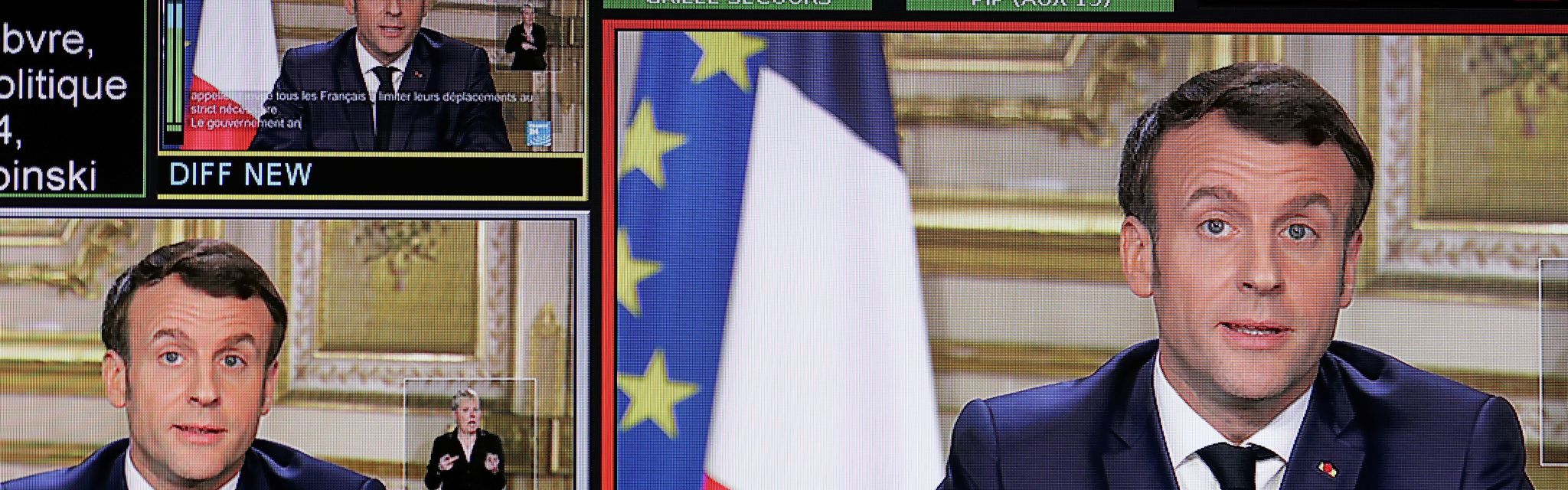 Régie de France 24 pendant le discours d'Emmanuel Macron le 12 mars