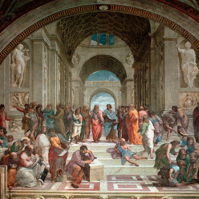 L'Ecole d'Athènes par Raphaël (1508-1511) : au centre, Platon et Aristote.