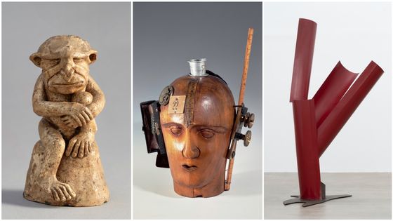 Léopold Chauveau, Monstre "Grincheux", vers 1909 / Raoul Hausmann, Tête mécanique, 1919 / Magdalena Wiecek, Detachment II, 1967 - Musée d'Orsay / Adagp Centre Pompidou / Estate of Magdalena Więcek