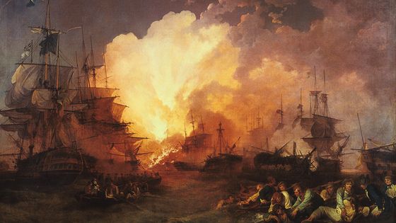 "La bataille du Nil", août 1798, (1800) par Philippe-Jacques de Loutherbourgh. Tate Gallery, Londres (photo par Art Media/Print Collector/Getty Images). ©Getty