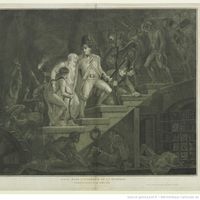 Scène dans l'intérieur de la Bastille : Pendant la Journée du 14 Juillet 1789, la libération des prisonniers. Estampe