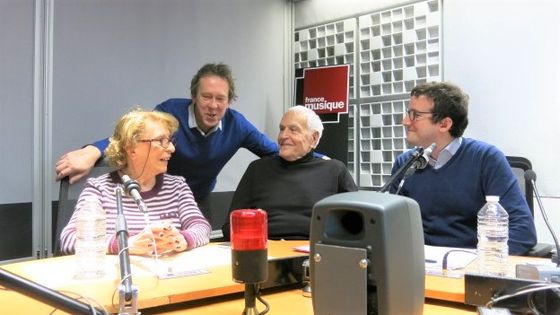 France Musique, studio 361... Claudine Meunier, Benoît Duteurtre, Jean-Claude Briodin, Rémi Carémel (g; à d.) ©Radio France - Annick Haumier / RF