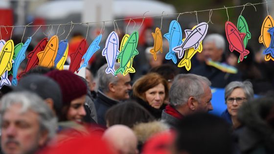 People attend a gathering of the anti-fascist "Sardine Movement", formed to oppose the far-right League party, on January 19, 2020 in Bologna ©AFP - Andreas SOLARO