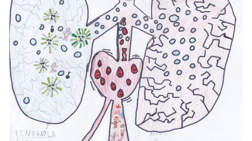 "Les poumons pendant le coronavirus", par Rose, 9 ans