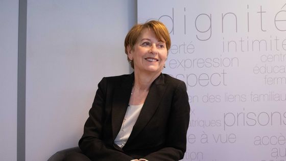 Adeline Hazan, contrôleure générale des lieux de privation de liberté lors d'une conférence de presse à l'occasion de la remise du rapport annuel 2018. CGLPL à Paris le 27 mars 2019. ©Maxppp - Christophe Morin /IP3 PRESS