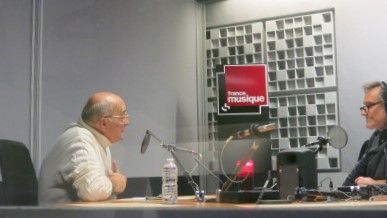 France Musique, studio 361... Infatigable musicologue voyageur Bruno Monsaingeon & Philippe Venturini, producteur de l'émission (g. à d.)