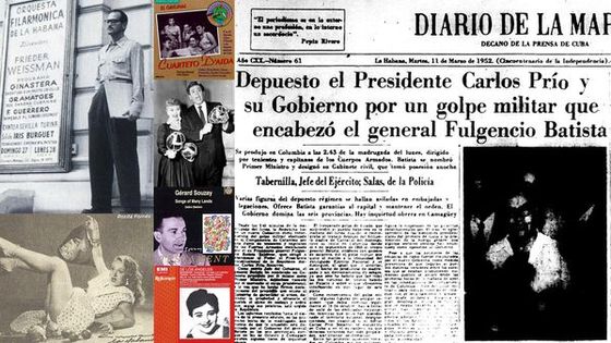Frieder Weissmann devant le Théâtre Auditorium (concert mai 1952) / Rosita Fornés (1950) / CD Carteto d'Aida / DVD Lucy ball Desi Arnaz / CD Gérard Souzay (1952) / CD Victoria de Los Angeles / Coup d'état de Batista dans le Diario de la Mare