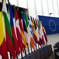 Drapeaux européens au Parlement de Strasbourg