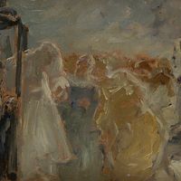 Lo sposalizio (Le mariage), par Gaetano Previati, c. 1895-1896, huile sur toile (détail). Italie, Campanie, Naples, Musée National de Capodimonte