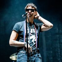 Julian Casablancas, le chanteur, compositeur, musicien créateur et membre du groupe de rock, The Strokes au Lollapalooza Music Festival 2019.