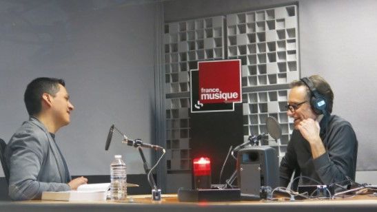 France Musique, studio 361... Jorge Morales, musicien-docteur en musicologie & Philippe Venturini, producteur de l'émission (g. à d.)