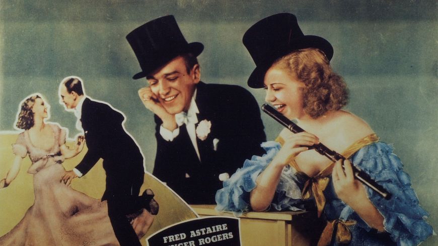 Affiche de "Le Danseur du dessus" (Top Hat) réalisé par Mark Sandrich, en 1935 avec Fred Astaire et Ginger Rogers