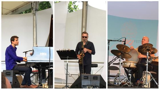 Guy Mintus, Pierrick Pédron et Yinon Muallem au Paris Jazz Festival le 30 juin 2018 - Emmanuelle Lacaze