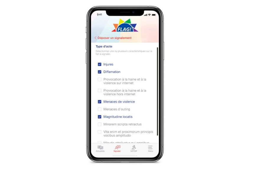 L'application permet de caractériser les faits signalés.