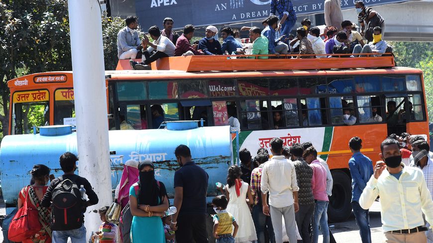 Travailleurs migrants, New Delhi, Inde 28 mars 2020
