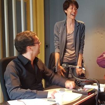 Lionel Esparza, Delphine Baudet (technicienne) et Alain Badiou