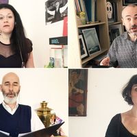 Sarah Breton, Marie-George Monet, David Lefort et Jean-Manuel Candenot du Choeur de Radio France