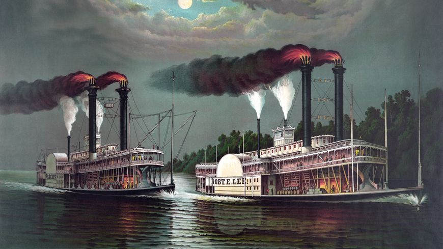 Bateaux à vapeur sur le Mississippi.
