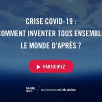 Consultation citoyenne initiée par Make.org, Groupe SOS, la Croix-Rouge française et WWF France dans le but de recueillir les idées de milliers de personnes pour repenser nos modèles de société.