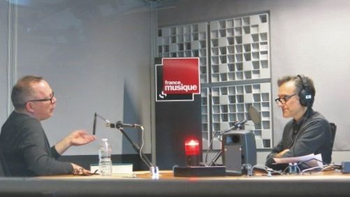 France Musique, studio 361... Le pianiste Jean-Pierre Collot & Le producteur Philippe Venturini (g. à d.)