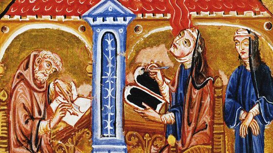 Hildegarde touchée par une vision, enluminure entre 1220 et 1230 (détail) ©Getty - Hulton Fine Art Collection