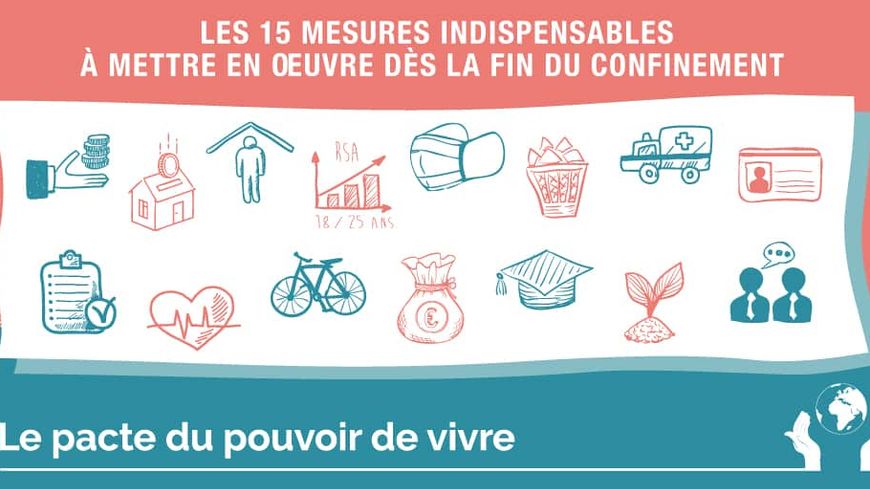La cinquantaine d'associations environnementales, de lutte contre la pauvreté, syndicats et mutuelles, réunis au sein du "Pacte du pouvoir de vivre" listent 15 mesures indispensables post-confinement