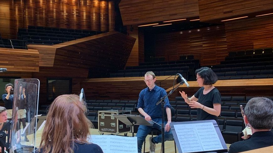 Alphonse Cemin et Hyun-Hwa Cho pendant la répétition