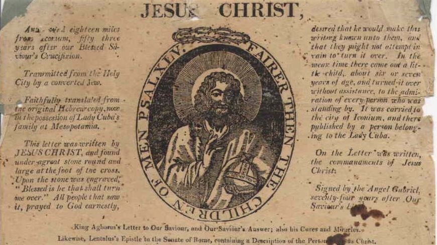 Une version de la lettre du VIe siècle, diffusée en 1795 : "Letter from Heaven on the observance of the Lord's Day".