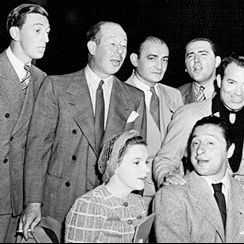 Ray Bolger, Bert Lahr, Harry Link, Meredith Willson, E.Y. (Yip) Harburg, Judith Garland & Harold Arlen