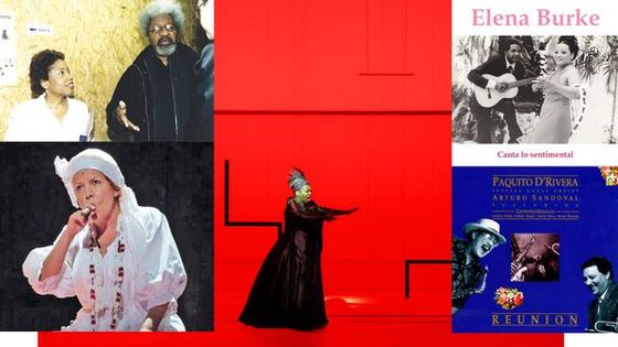 Tania Leon & Wole Soyinka/Albita Rodriguez / Image de la représentation de Scourge of Hyacinths (1999) / CDs : Elena Burke/Paquito D'Riviera & Arturo Sandoval