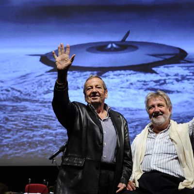 Peter Thomas (gauche) et Jiggs Whigham lors d'un ciné-concert "Raumpatrouille Orion" à Cologne.