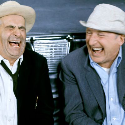 Louis de Funes et Bourvil sur le tournage du film "Le corniaud"