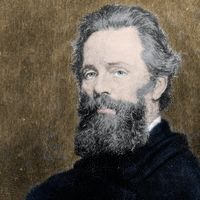 l’écrivain américain, Herman Melville (1819-1891) / Gravure du XlXe siècle