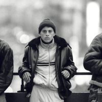 Vinz (Vincent Cassel), Saïd (Saïd Taghmaoui) et Hubert (Hubert Koundé) dans "La Haine" (réal : Mathieu Kassovitz)