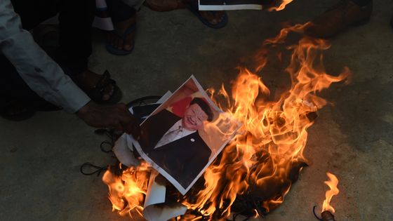 MAnifestation anti-chinoise à ahmedabad en Inde le 16 juin 2020 ©AFP - SAM PANTHAKY
