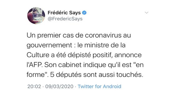 Capture d'écran d'un tweet de Frédéric Says - Aurélien Bellanger