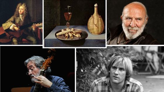 Gérard Depardieu, Jordi Savall, Marin Marais, Jean-Pierre Marielle, et la peinture "Le Dessert de gaufrettes" de Lubin Baugin ©Getty - Gamma-Rapho & Eric Fougère & Roberto Serra