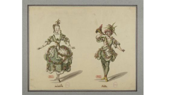 Louis-René Boquet (1717-18): Néréide et triton (maquette de costume) - BnF-Gallica