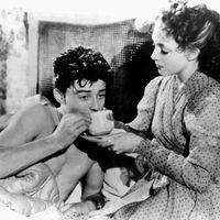 Micheline Presle et Gérard Philipe sur le tournage du film "Le Diable au Corps" en 1946