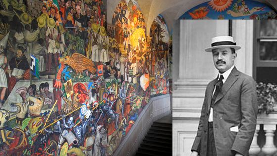 1) Fresque murale de Diego Rivera au Palais National, place de la Constitution, Mexico // 2) Jose Vasconcelos ©Getty - 1) Jeffrey Greenberg/Universal Images Group // 2) Wikipédia
