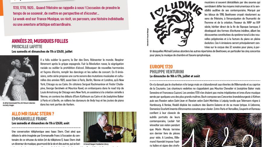 Joyeux anniversaires : les années 1920, 1720, Beethoven et Isaac Stern