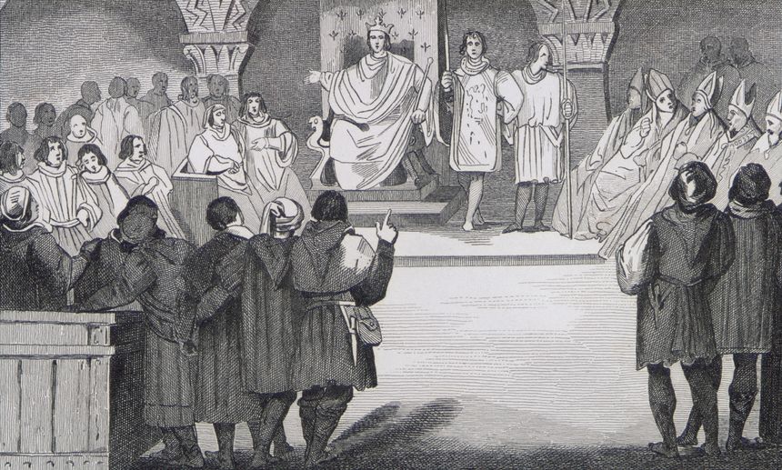 Philippe IV le Bel réunissant les États généraux au Louvre. A partir de l'Histoire de France de Colart, publié vers 1840.